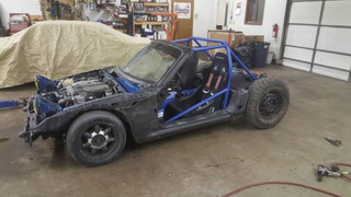 Illustration for article titled Track Day Genius Builds The Most Hilarious Miata 'Deathkart' Ever